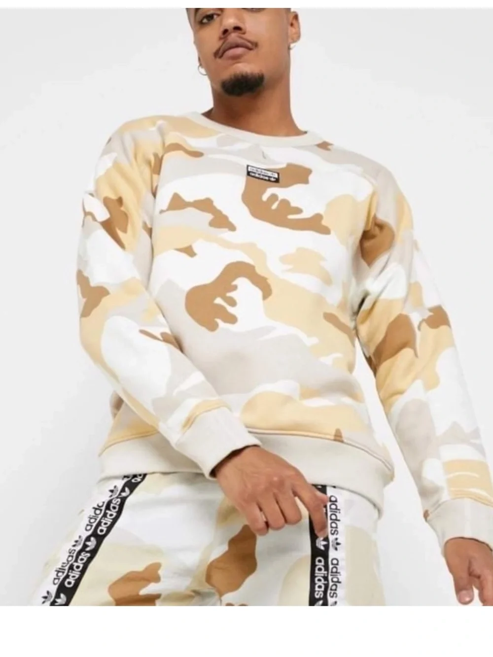 ADIDAS Brown and Tan Camouflage Sweatshirt
